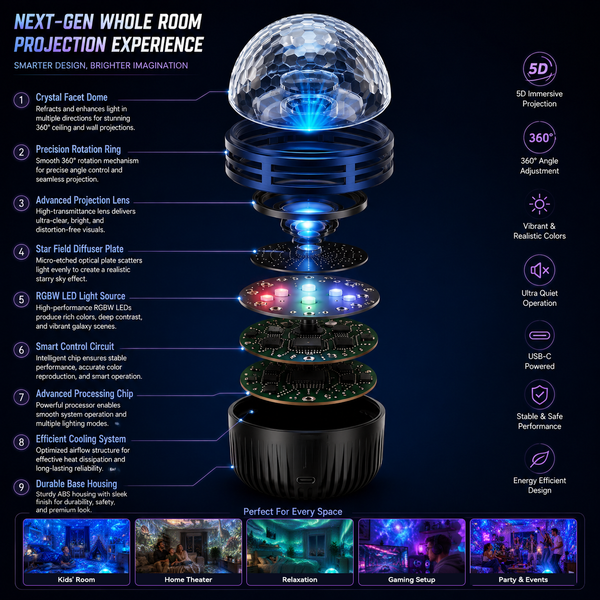 CosmoSphere™ 360° Dynamic Galaxy Sky Projector