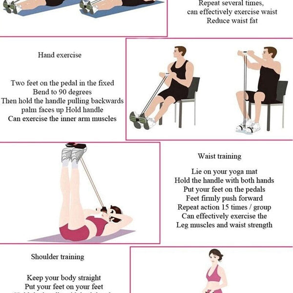 21 Fitness Resistance Bands-4 Tube Pedal Ankle Puller