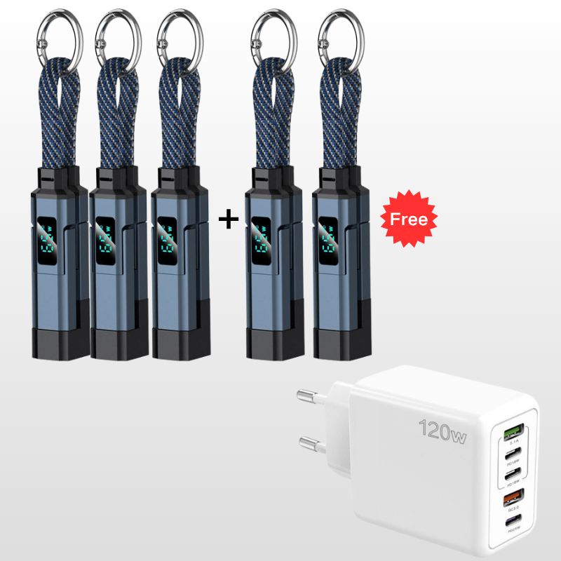 4-in-1 Digital Display Keychain Charging Cable