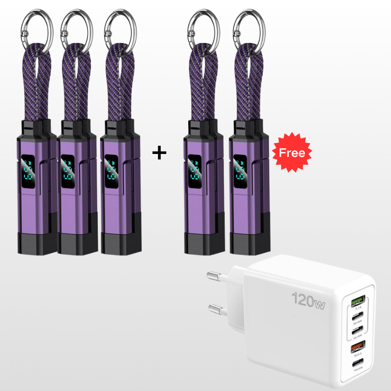4-in-1 Digital Display Keychain Charging Cable