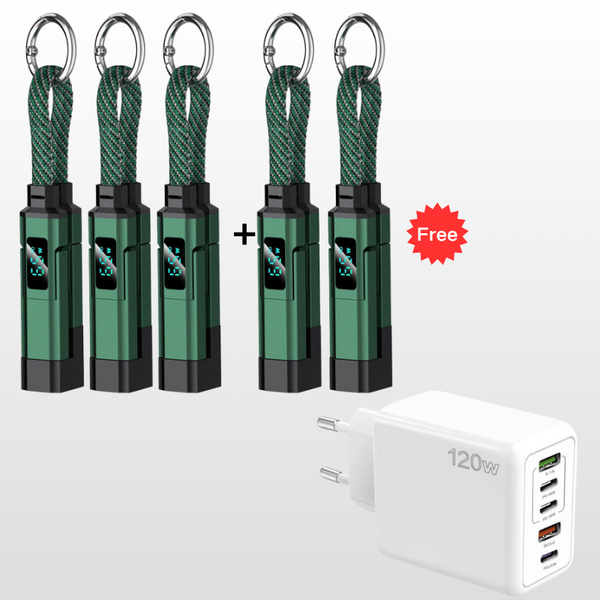 4-in-1 Digital Display Keychain Charging Cable