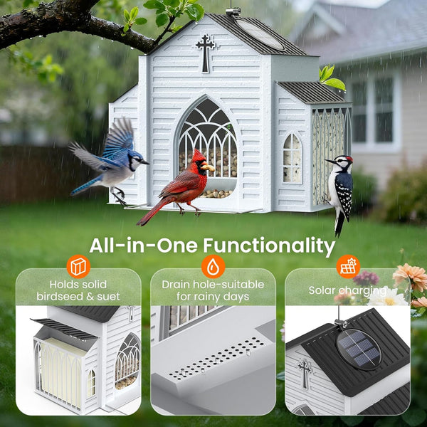 Church-Shaped Solar Bird Feeder – Attract Birds Day and Night