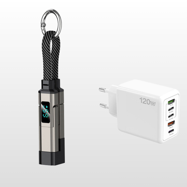 4-in-1 Digital Display Keychain Charging Cable