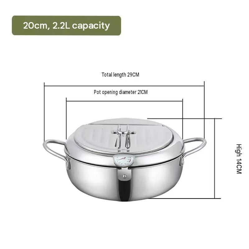 FryMaster™ Stainless Steel Deep-Fry Pot with Draining Rack & Thermometer