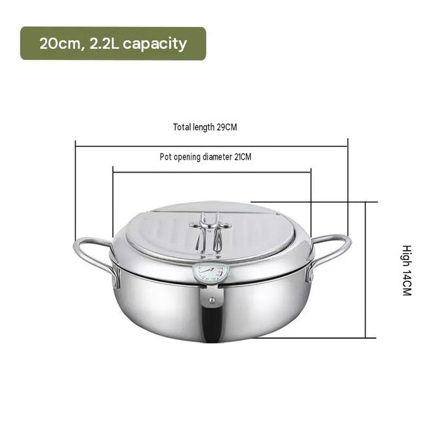 FryMaster™ Stainless Steel Deep-Fry Pot with Draining Rack & Thermometer