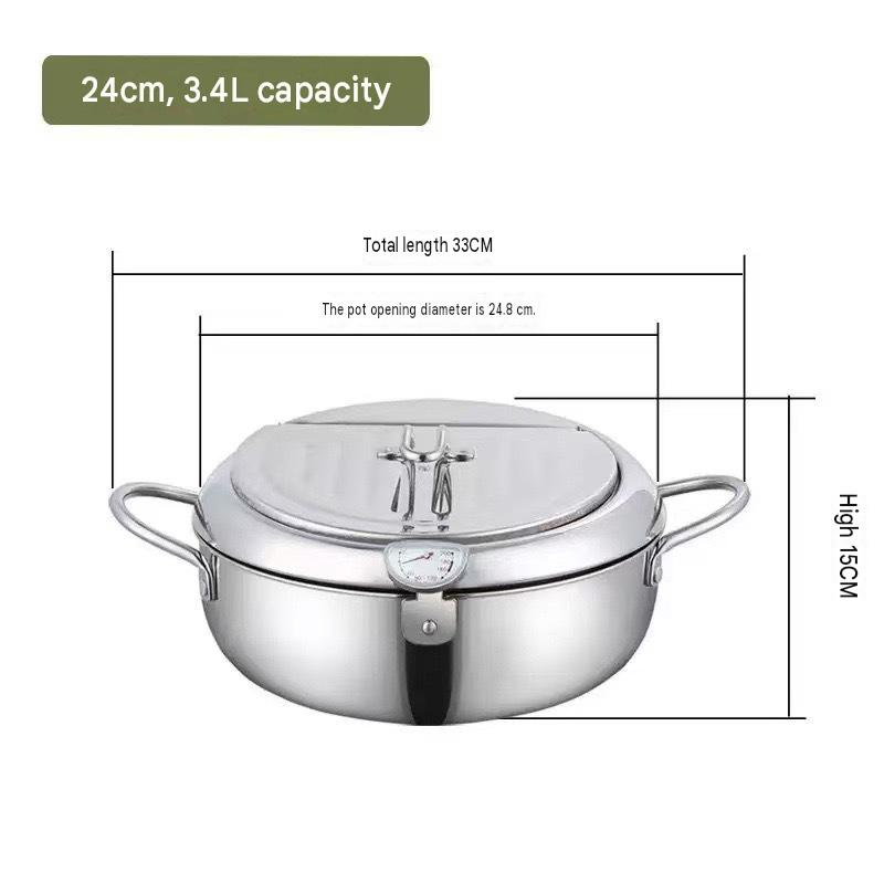 FryMaster™ Stainless Steel Deep-Fry Pot with Draining Rack & Thermometer