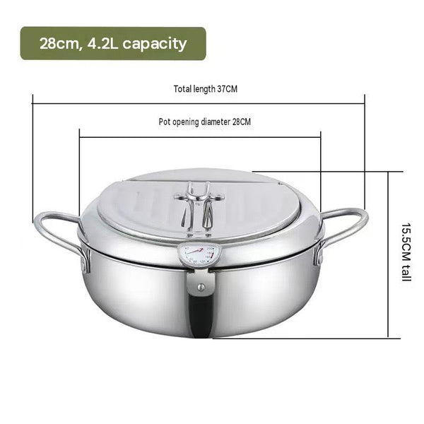 FryMaster™ Stainless Steel Deep-Fry Pot with Draining Rack & Thermometer