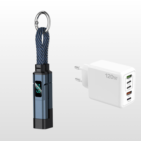 4-in-1 Digital Display Keychain Charging Cable