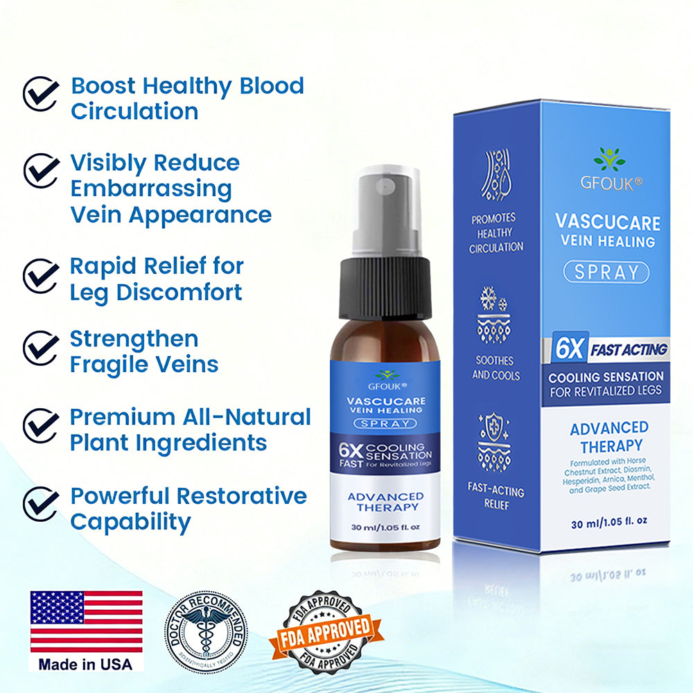 🇺🇸🏆✅🌿GFOUK® VascuCare Vein Healing Spray(Designed for Varicose veins, Spider veins, Deep vein Thrombosis, Chronic venous insufficiency, Venous ulcers, Thrombophlebitis and other venous issues)