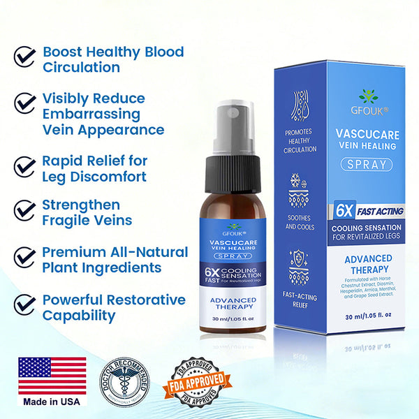 🇺🇸🏆✅🌿GFOUK® VascuCare Vein Healing Spray(Designed for Varicose veins, Spider veins, Deep vein Thrombosis, Chronic venous insufficiency, Venous ulcers, Thrombophlebitis and other venous issues)