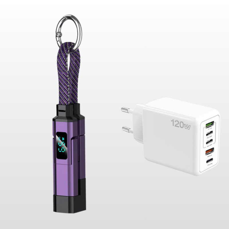 4-in-1 Digital Display Keychain Charging Cable