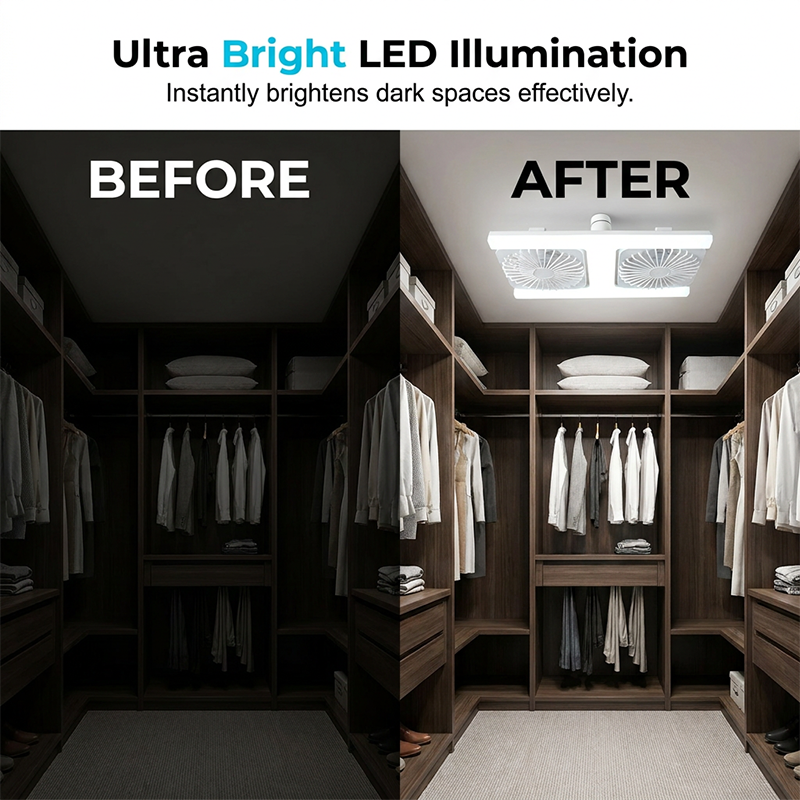 2-in-1 LED Ceiling Fan Light – Dual Cooling, Ultra Bright, Tool-Free Install