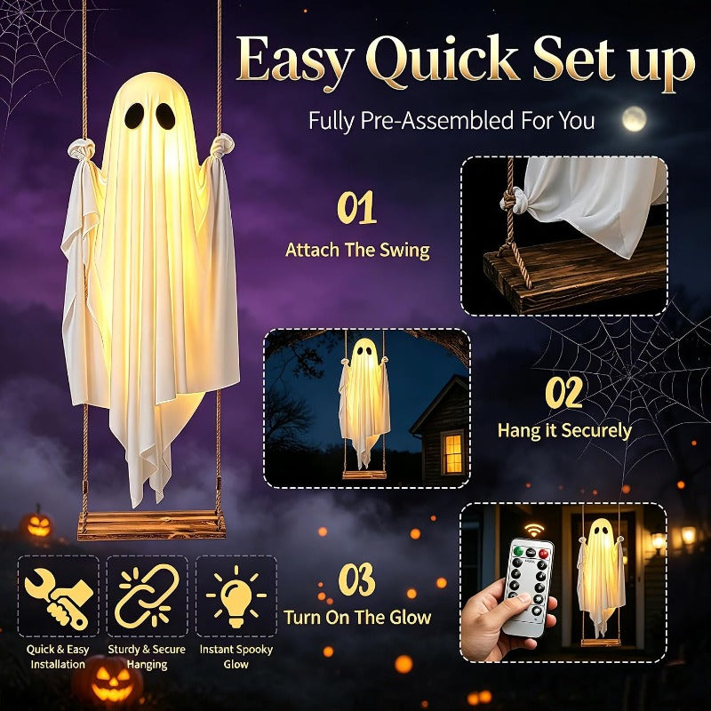 PhantomGlow™ Illuminated Hanging Ghost Swing