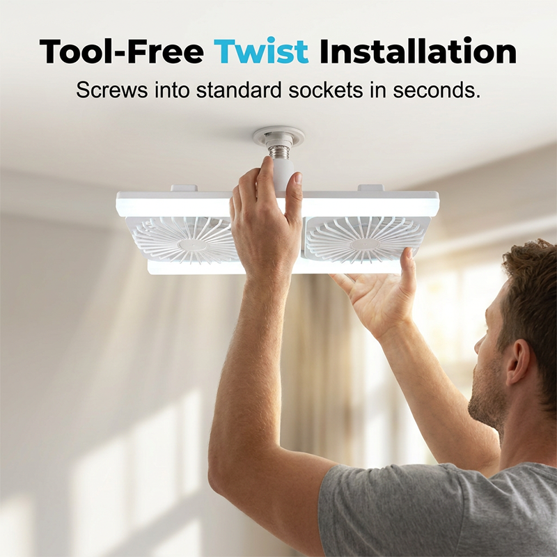2-in-1 LED Ceiling Fan Light – Dual Cooling, Ultra Bright, Tool-Free Install