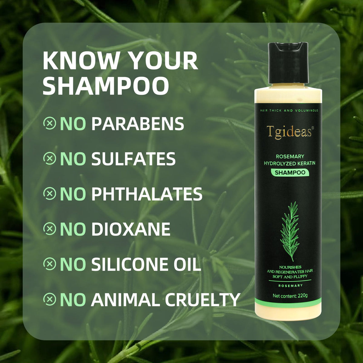 Tgideas® | Rosemary Shampoo | Hair Growth & Anti-Dandruff Scalp Treatment