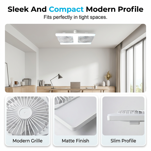 2-in-1 LED Ceiling Fan Light – Dual Cooling, Ultra Bright, Tool-Free Install