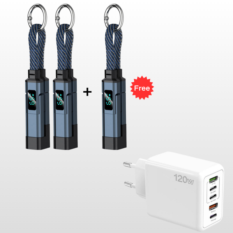 4-in-1 Digital Display Keychain Charging Cable