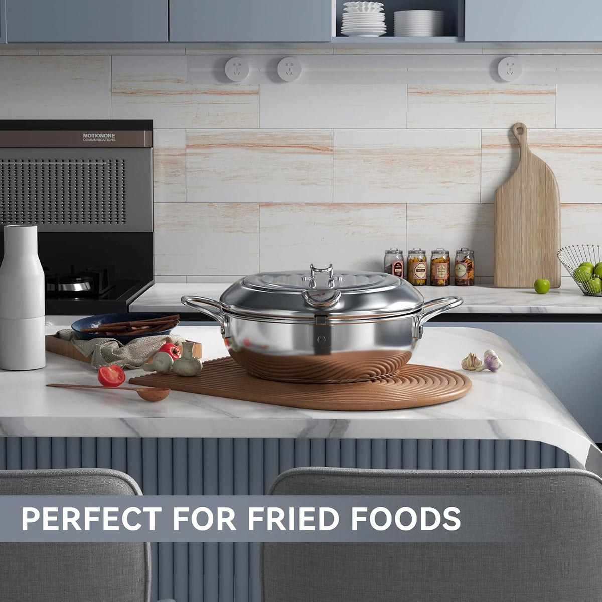 FryMaster™ Stainless Steel Deep-Fry Pot with Draining Rack & Thermometer