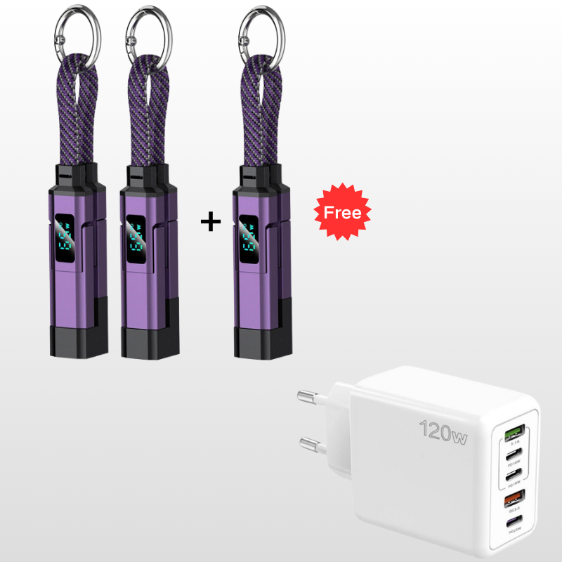 4-in-1 Digital Display Keychain Charging Cable
