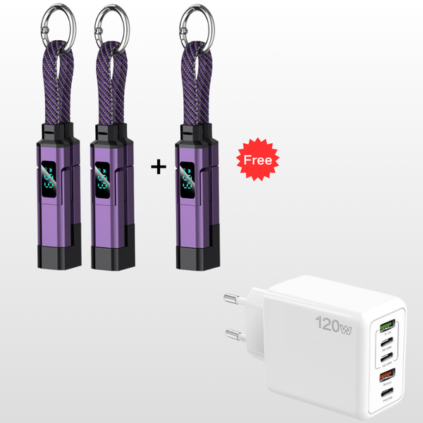 4-in-1 Digital Display Keychain Charging Cable