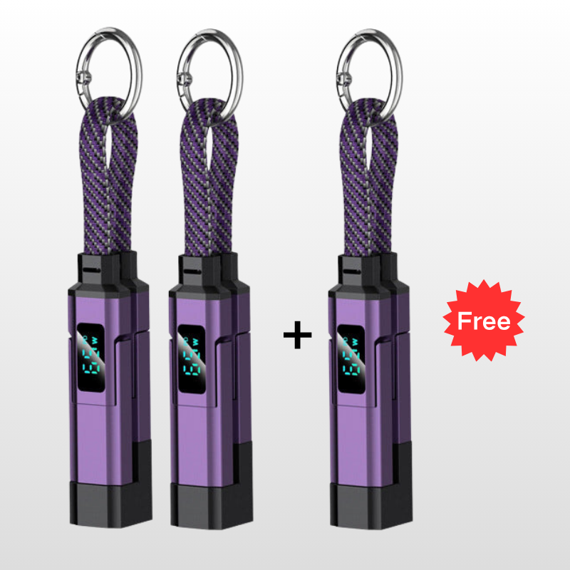 4-in-1 Digital Display Keychain Charging Cable
