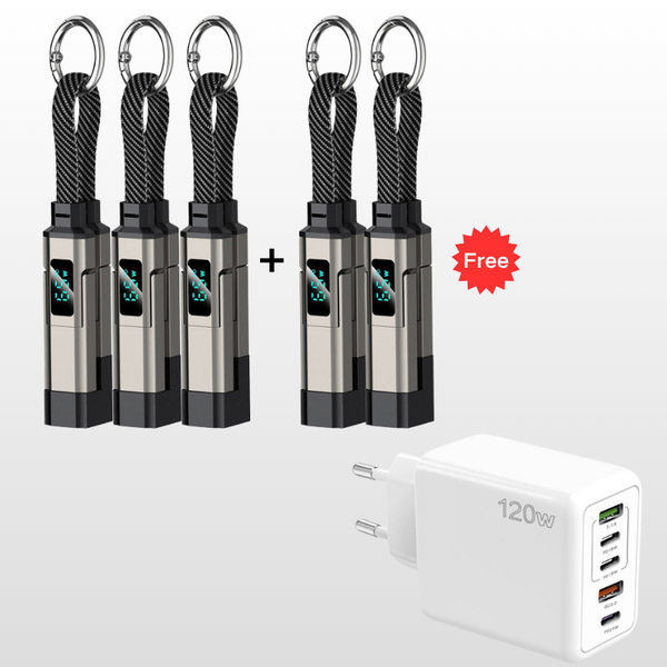 4-in-1 Digital Display Keychain Charging Cable