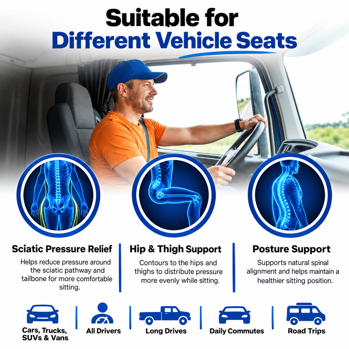 PostureNest™ Ergonomic Full-Back Support Seat Cushion