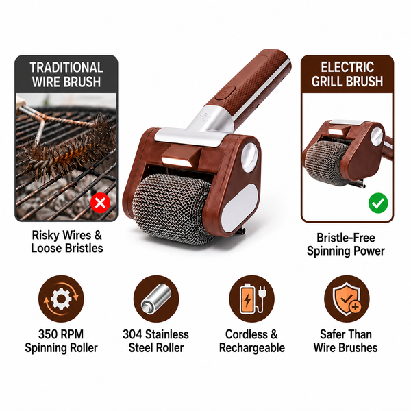 GrillGlide™ Cordless Automatic BBQ Cleaning Roller