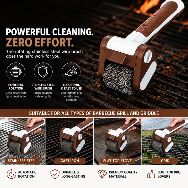 GrillGlide™ Cordless Automatic BBQ Cleaning Roller