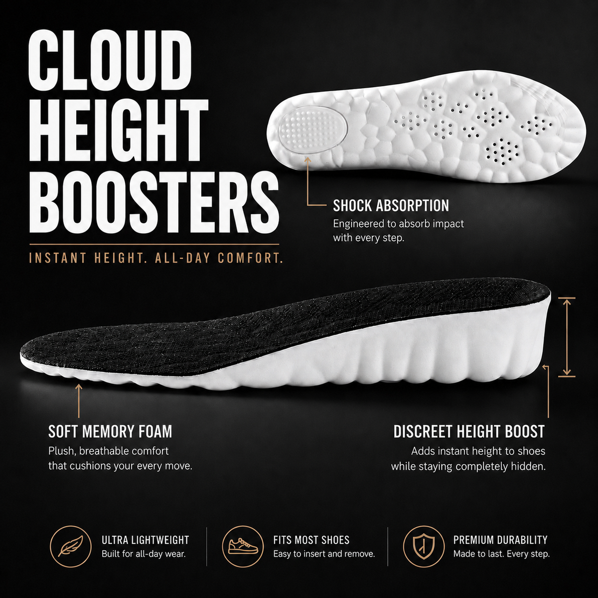 ElevateStep™ Invisible Height Boost Insoles