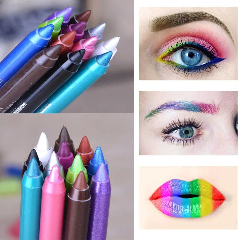 WaterproofEyeliner | Long-lasting, waterproof eye and lipstick, 12-piece set