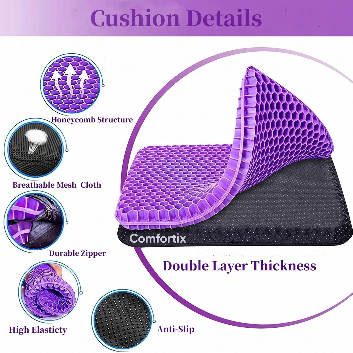 ComfortGel™ Dual-Layer Pressure Relief Seat Cushion