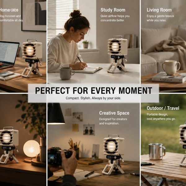 KOKOGOL AirPixel™ Retro RGB Desk Fan with LED Matrix Display & 5000mAh Battery