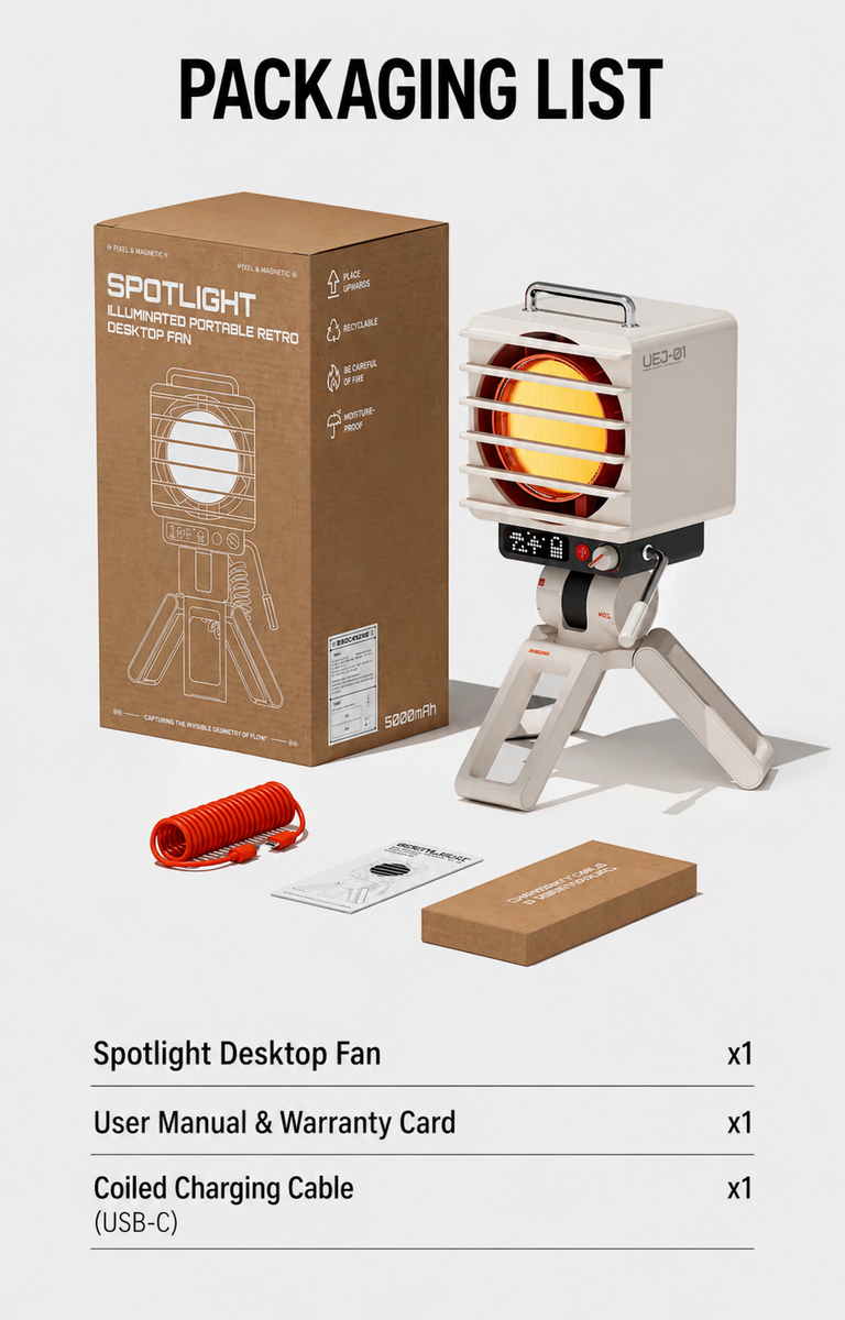 KOKOGOL AirPixel™ Retro RGB Desk Fan with LED Matrix Display & 5000mAh Battery