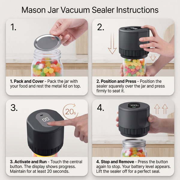 JarSeal™ Cordless Mason Jar Vacuum Sealer
