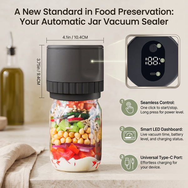 JarSeal™ Cordless Mason Jar Vacuum Sealer