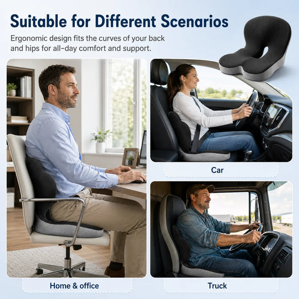PostureNest™ Ergonomic Full-Back Support Seat Cushion