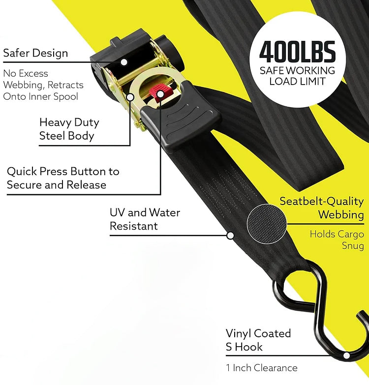 CargoClutch™ - Secure Heavy Loads Fast with Tangle-Free Automatic Straps