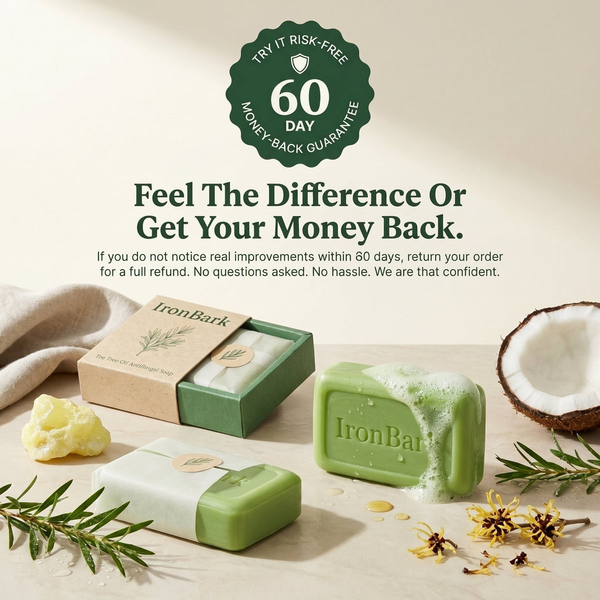 Ironbark Tea Tree Antifungal Bar – Deeply Clears Fungal Infection and Skin Balance from the Root