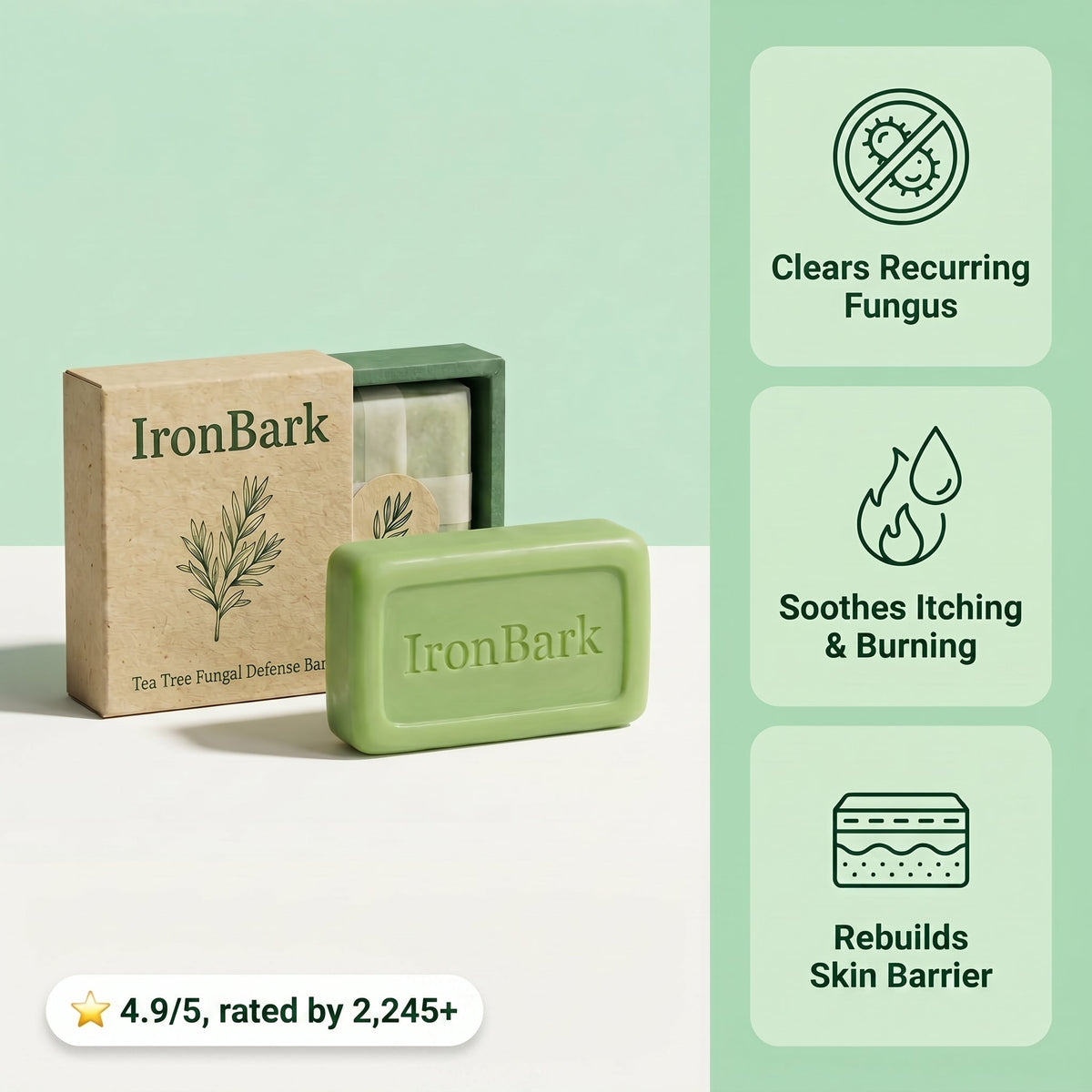 Ironbark Tea Tree Antifungal Bar – Deeply Clears Fungal Infection and Skin Balance from the Root