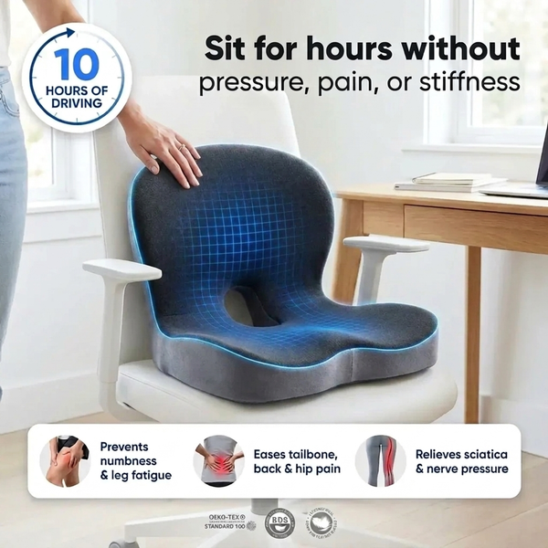 PostureNest™ Ergonomic Full-Back Support Seat Cushion