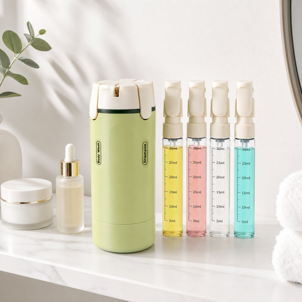 4-in-1 Travel Dispenser – Pack Smarter, Travel Lighter Every Trip