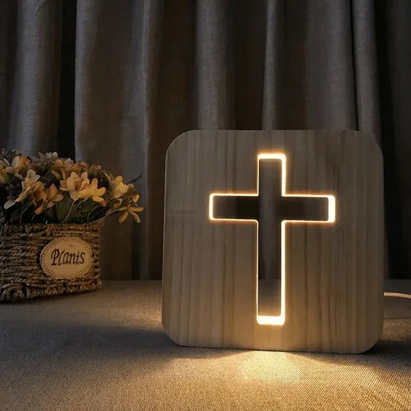 FaithGlow™ Illuminated Wooden Cross Lamp