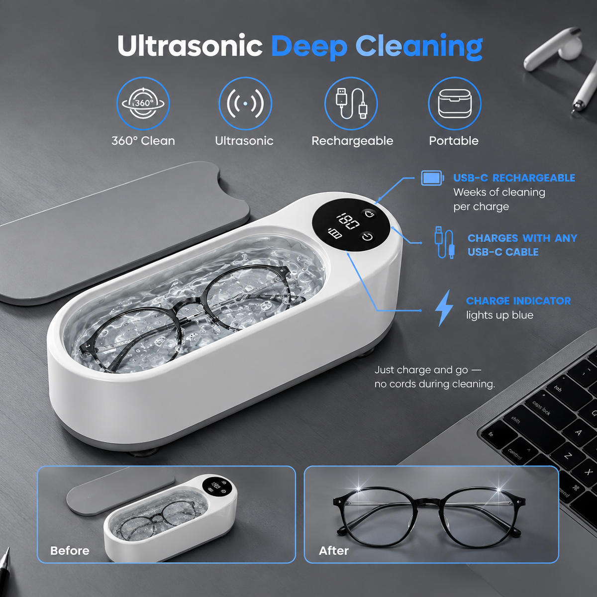 SonicPure™ Ultrasonic Multi-Purpose Cleaning Device